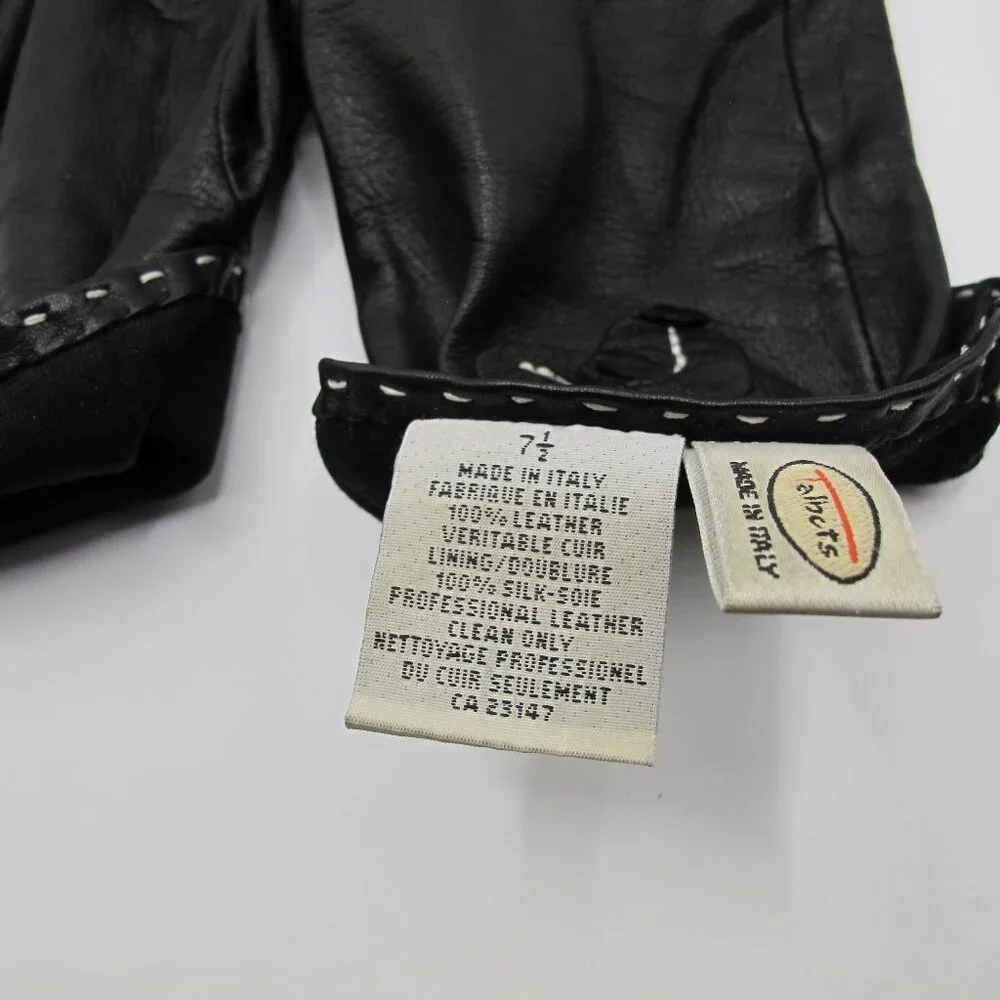 Talbots black leather ladies gloves, silk lined, 7.5